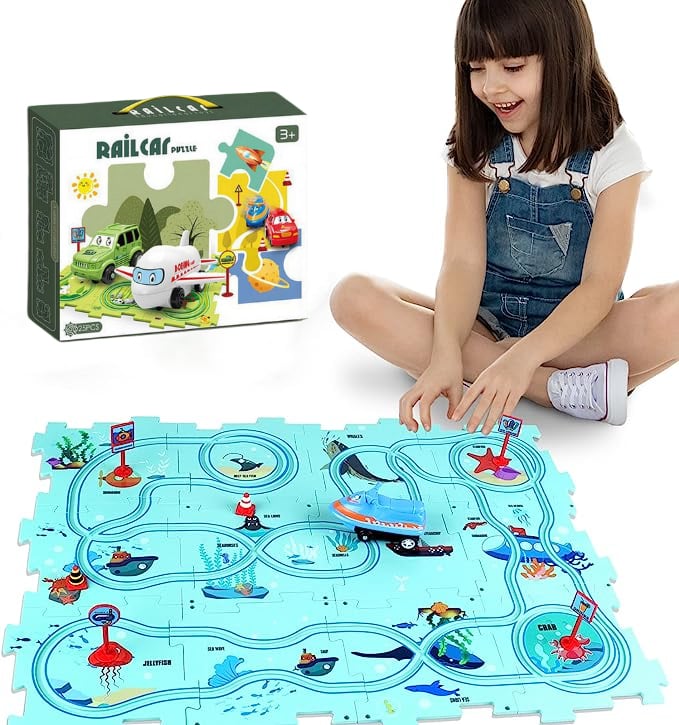 🔥Hot Sale 49% Off🚀Children's Educational Puzzle Track Car Play Set🚗