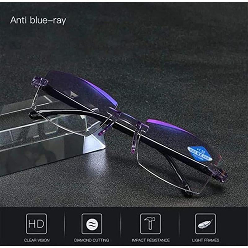 FoldFlat Sapphire High Hardness Anti-Blue Progressive Far and Near Dual-Use Reading Glasses