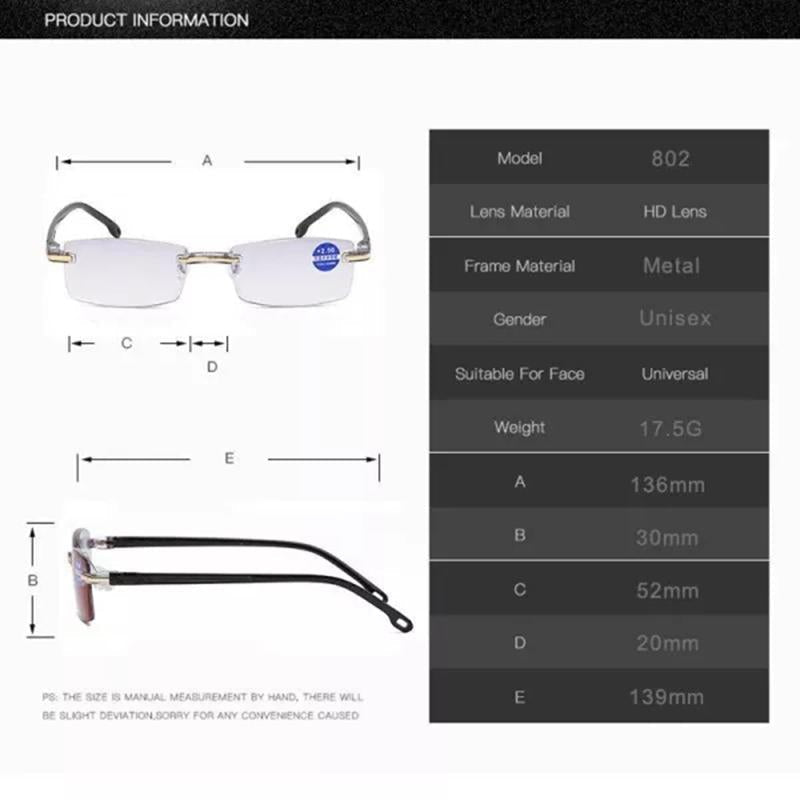 FoldFlat Sapphire High Hardness Anti-Blue Progressive Far and Near Dual-Use Reading Glasses