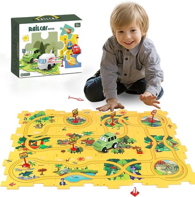 🔥Hot Sale 49% Off🚀Children's Educational Puzzle Track Car Play Set🚗