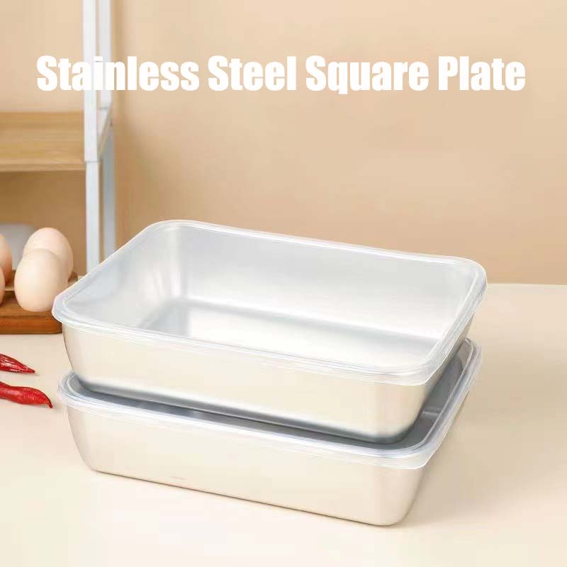 🔥2024-Hot Sale🎁-49% OFF-Stainless Steel Square Plate（With Lid）