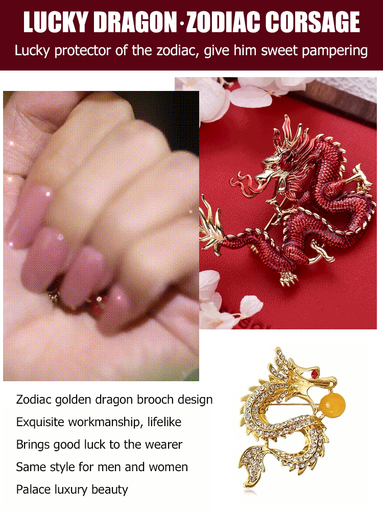 Luxurious Golden Zodiac Dragon Corsage