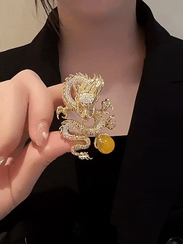 Luxurious Golden Zodiac Dragon Corsage