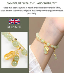 Natural jade bracelet with peanut pendant