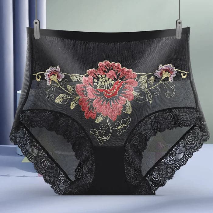 49% OFF🌸High Waist Premium Lace Embroidered Panties