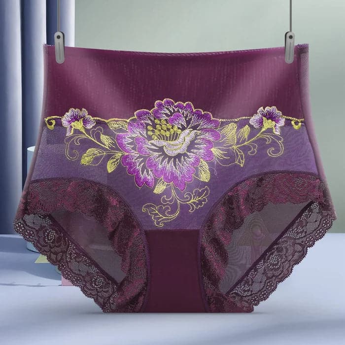 49% OFF🌸High Waist Premium Lace Embroidered Panties