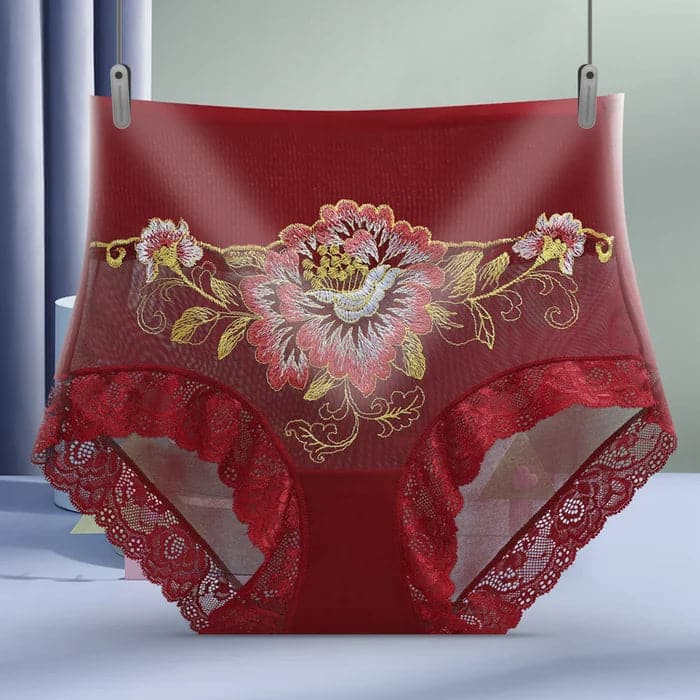 49% OFF🌸High Waist Premium Lace Embroidered Panties