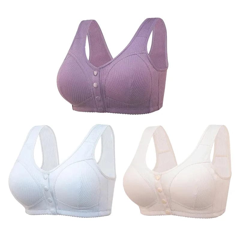 🎉BUY 1 GET 3 (3PACKS) COMFORTABLE FRONT-CLOSURE WIRELESS PLUS SIZE BUTTON BRA