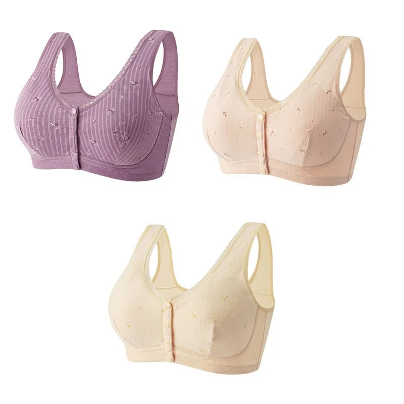 🔥PAY 1 GET 3 BRA🔥Design for Senior Front Closure Cotton Bra