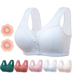 🎉BUY 1 GET 3 (3PACKS) COMFORTABLE FRONT-CLOSURE WIRELESS PLUS SIZE BUTTON BRA