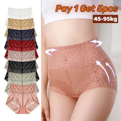 【Pay 1 Get 5pcs】High Waist Sexy Lace Panties