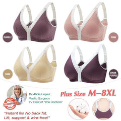 FRONT ZIP WIRE FREE WIDE STRAP PLUS SIZE BRA