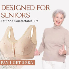 🔥PAY 1 GET 3 BRA🔥Design for Senior Front Closure Cotton Bra