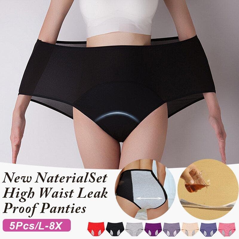 5PCS NEW NATERIALSET HIGH WAIST LEAK PROOF PANTIES