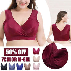 M 8XL Oversized Soft Silk Gather Women s Sleeping Yoga Bra