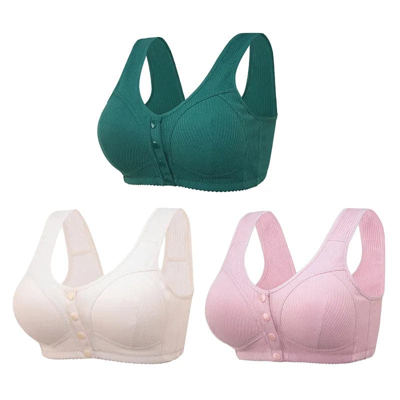 🎉BUY 1 GET 3 (3PACKS) COMFORTABLE FRONT-CLOSURE WIRELESS PLUS SIZE BUTTON BRA