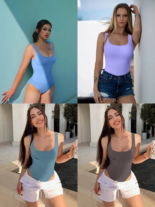 U-neck sleeveless tank top bodysuits💖