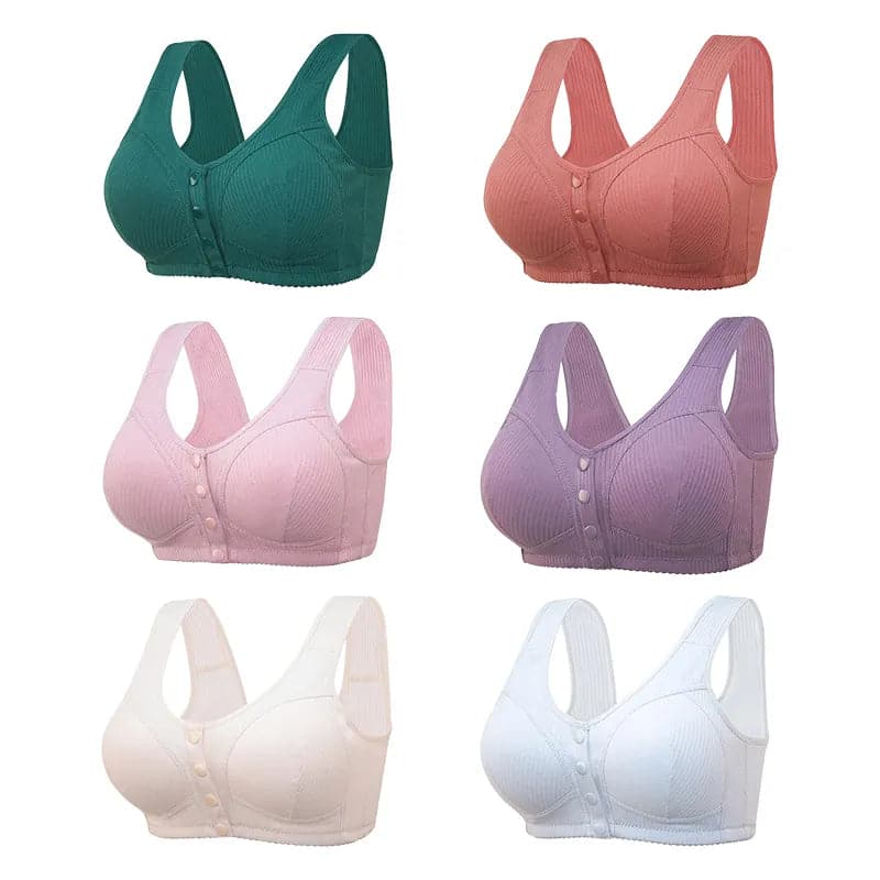 🎉BUY 1 GET 3 (3PACKS) COMFORTABLE FRONT-CLOSURE WIRELESS PLUS SIZE BUTTON BRA