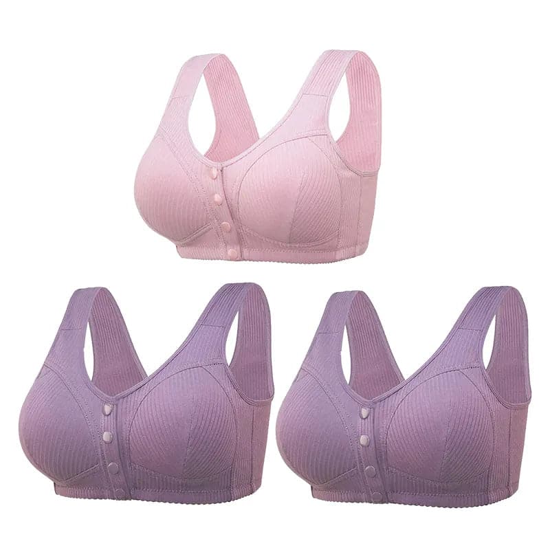 🎉BUY 1 GET 3 (3PACKS) COMFORTABLE FRONT-CLOSURE WIRELESS PLUS SIZE BUTTON BRA