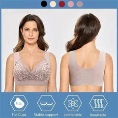 Plus Size Comfort Extra Elastic Wireless Support Lace Bra