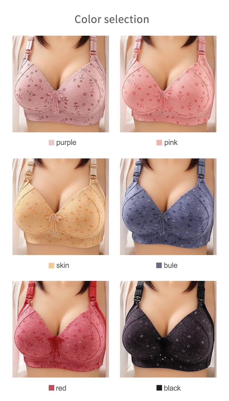 Oversize womens front button printed bra