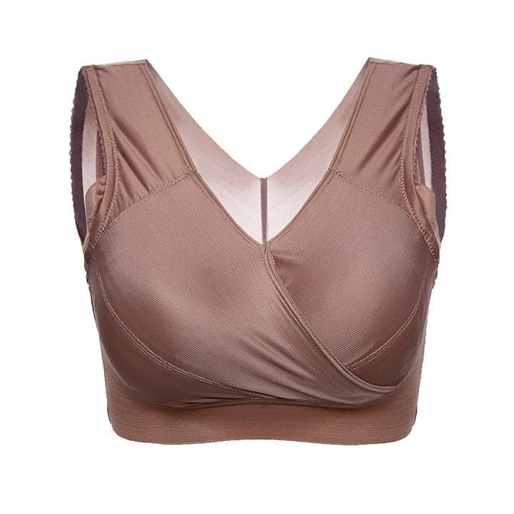 M 8XL Oversized Soft Silk Gather Women s Sleeping Yoga Bra