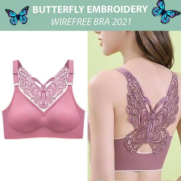 2021 Butterfly Embroidery Wirefree Bra