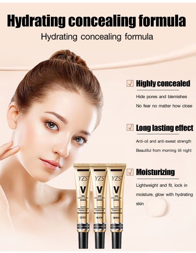 YZS Glitter Moisturizing Concealer Liquid Foundation