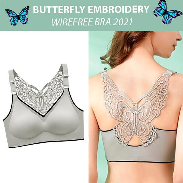 2021 Butterfly Embroidery Wirefree Bra