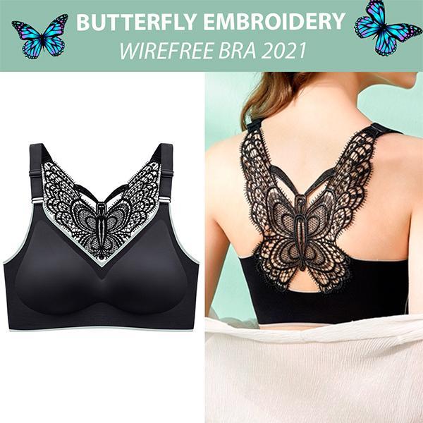 2021 Butterfly Embroidery Wirefree Bra