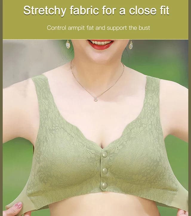 Lace jacquard front button plus size comfortable bra