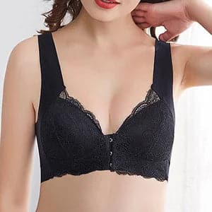 Front closure seamless lace bra