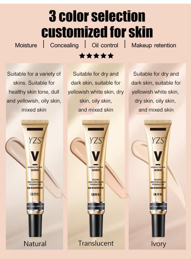 YZS Glitter Moisturizing Concealer Liquid Foundation