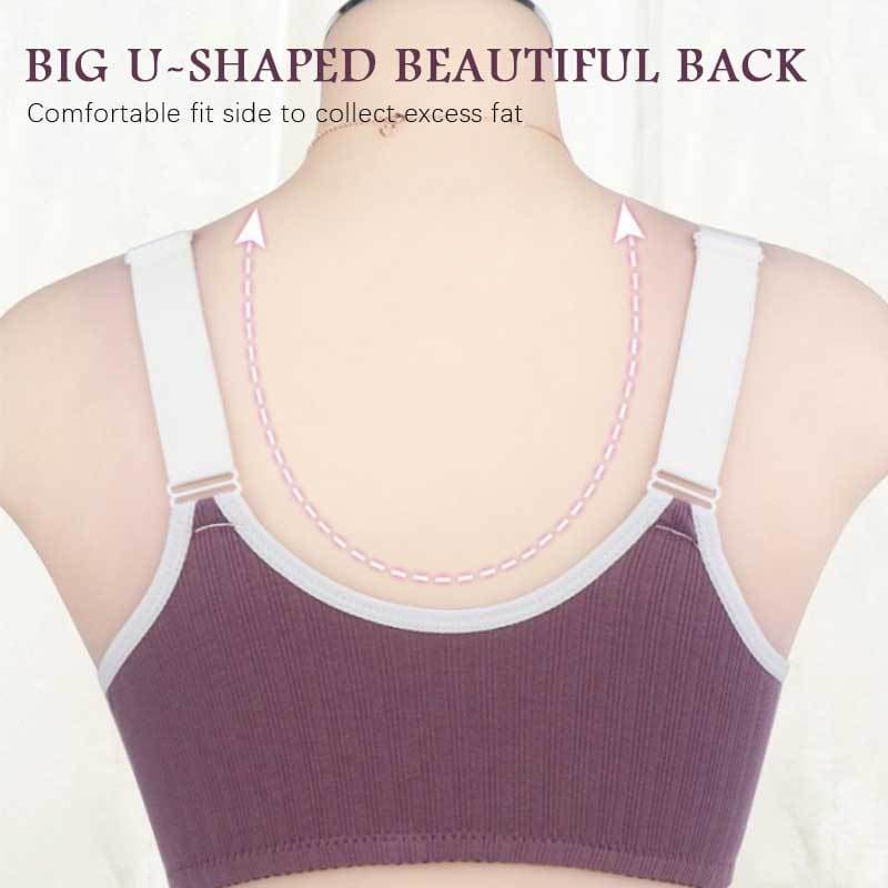 FRONT ZIP WIRE FREE WIDE STRAP PLUS SIZE BRA